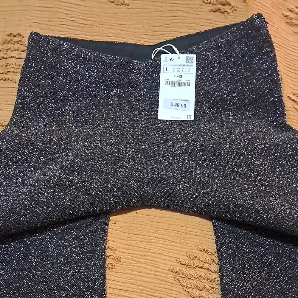 Sparkle Knit High-Waist Women’s Pants - Black